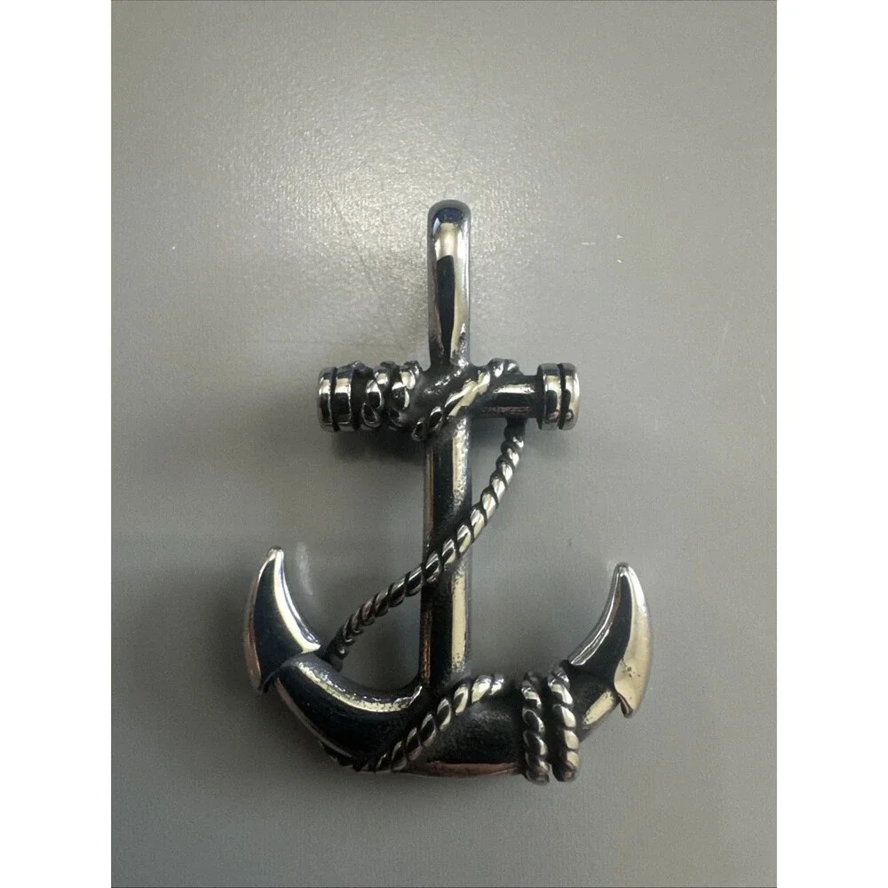 Men's Silver Stainless Steel Nautical Anchor 45mm Charm Pendant Chain Ocean Sea